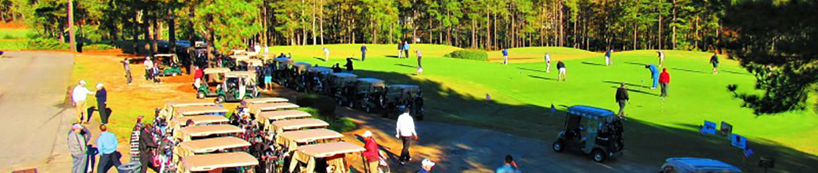 Lineup of carts at golf course